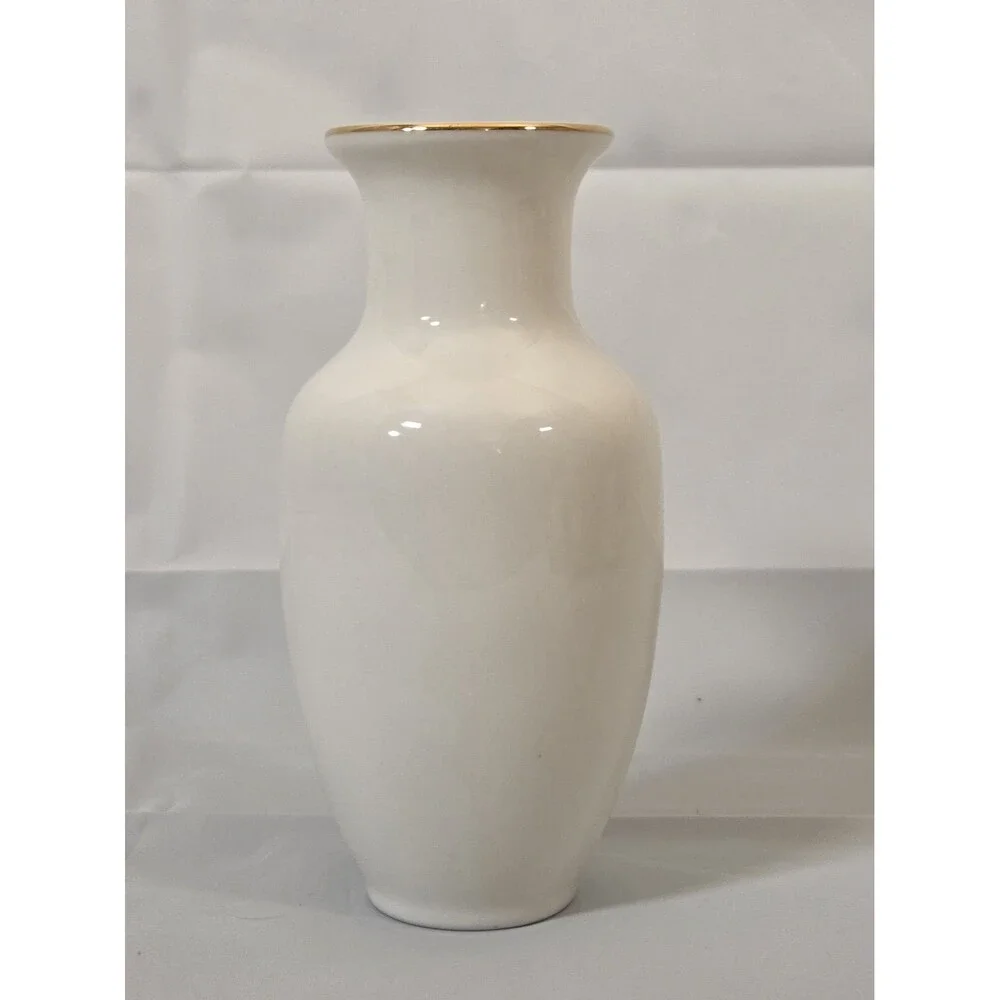 Vintage Japanese Fine‎ China Floral Vases Pair Gold Trim Mid Century Japan